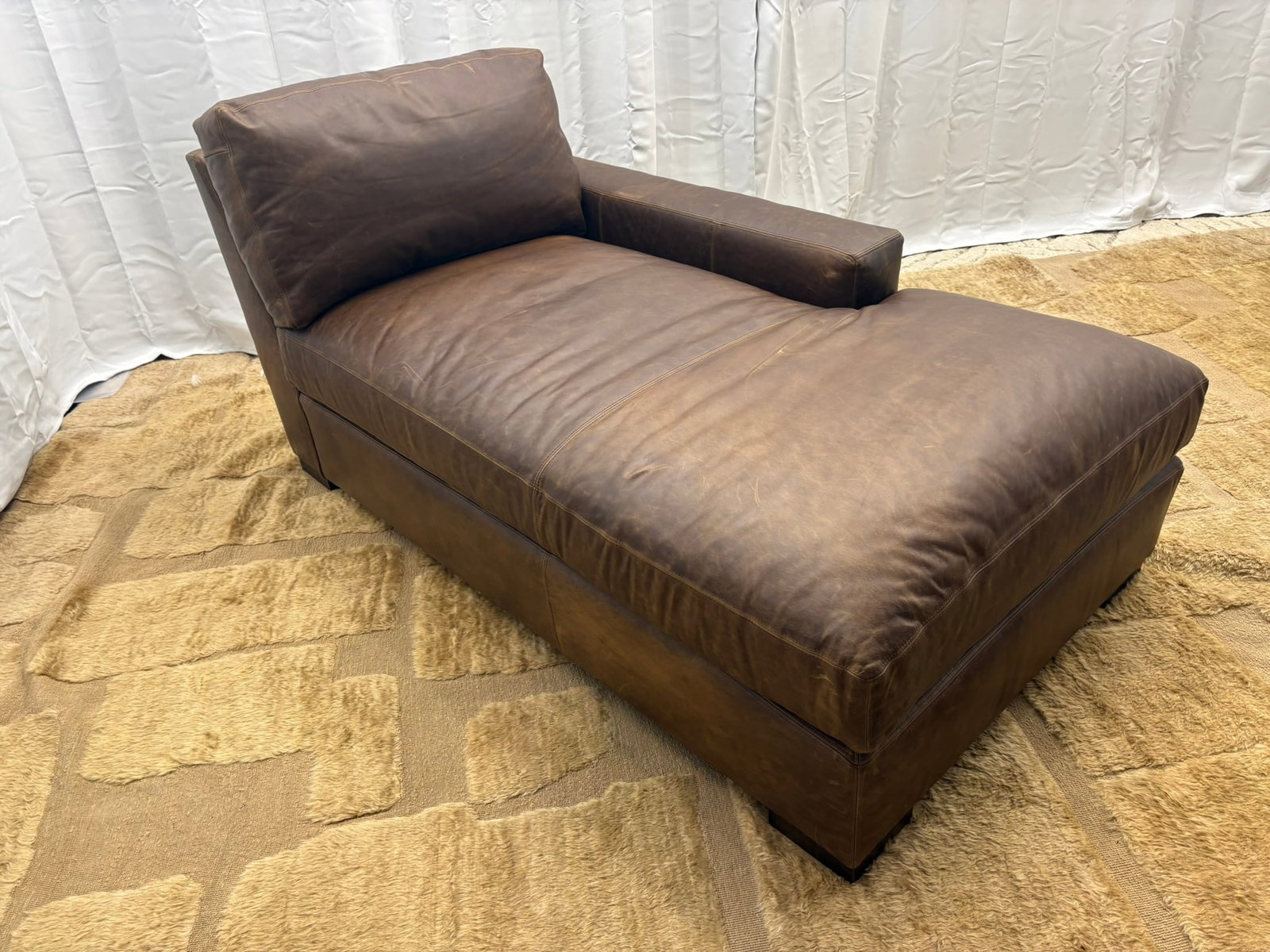 Rh Maxwell Leather Right-Arm Chaise - 14