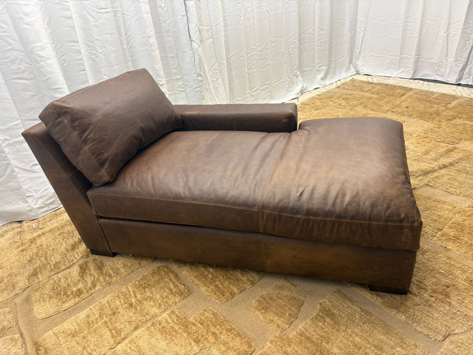 Rh Maxwell Leather Right-Arm Chaise - 16