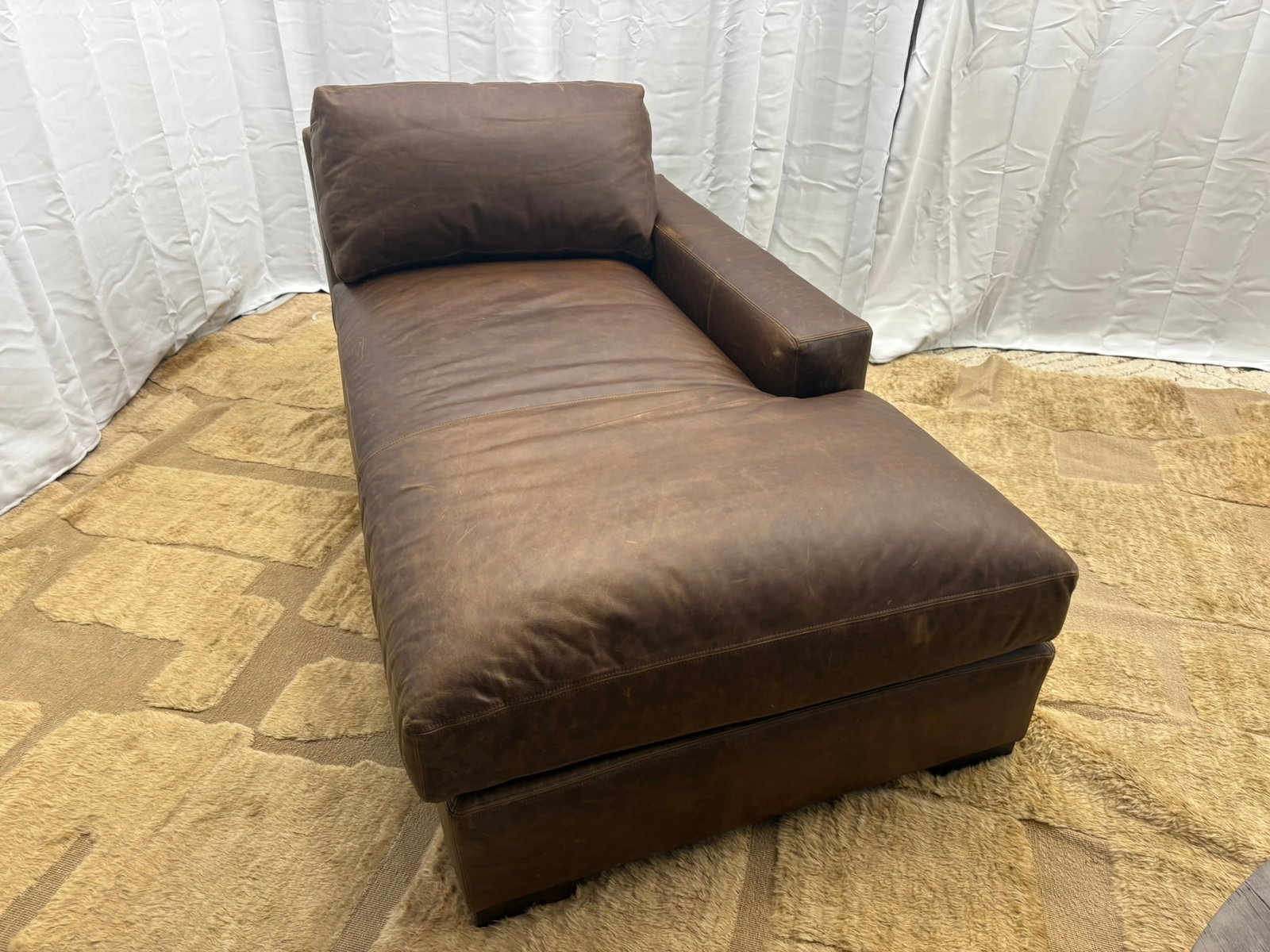 Rh Maxwell Leather Right-Arm Chaise - 18