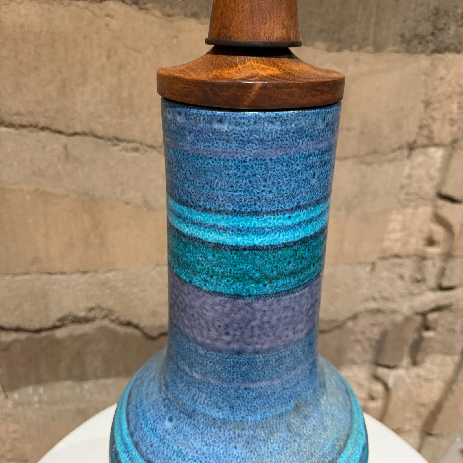 Aldo Londi Bitossi Table Lamp Stripped Blue Mid-Century Modern - 5