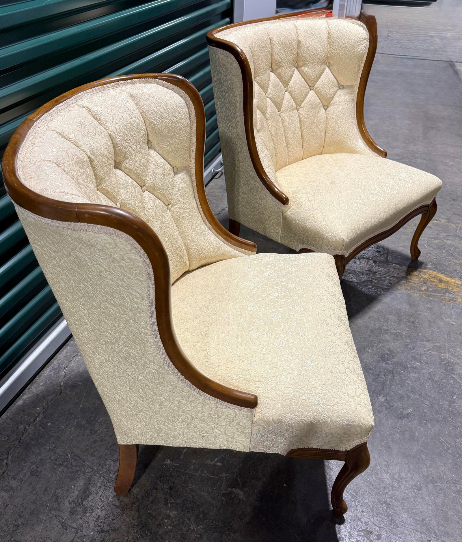 Pair of Antique Tufted Back Accent Chairs - 11
