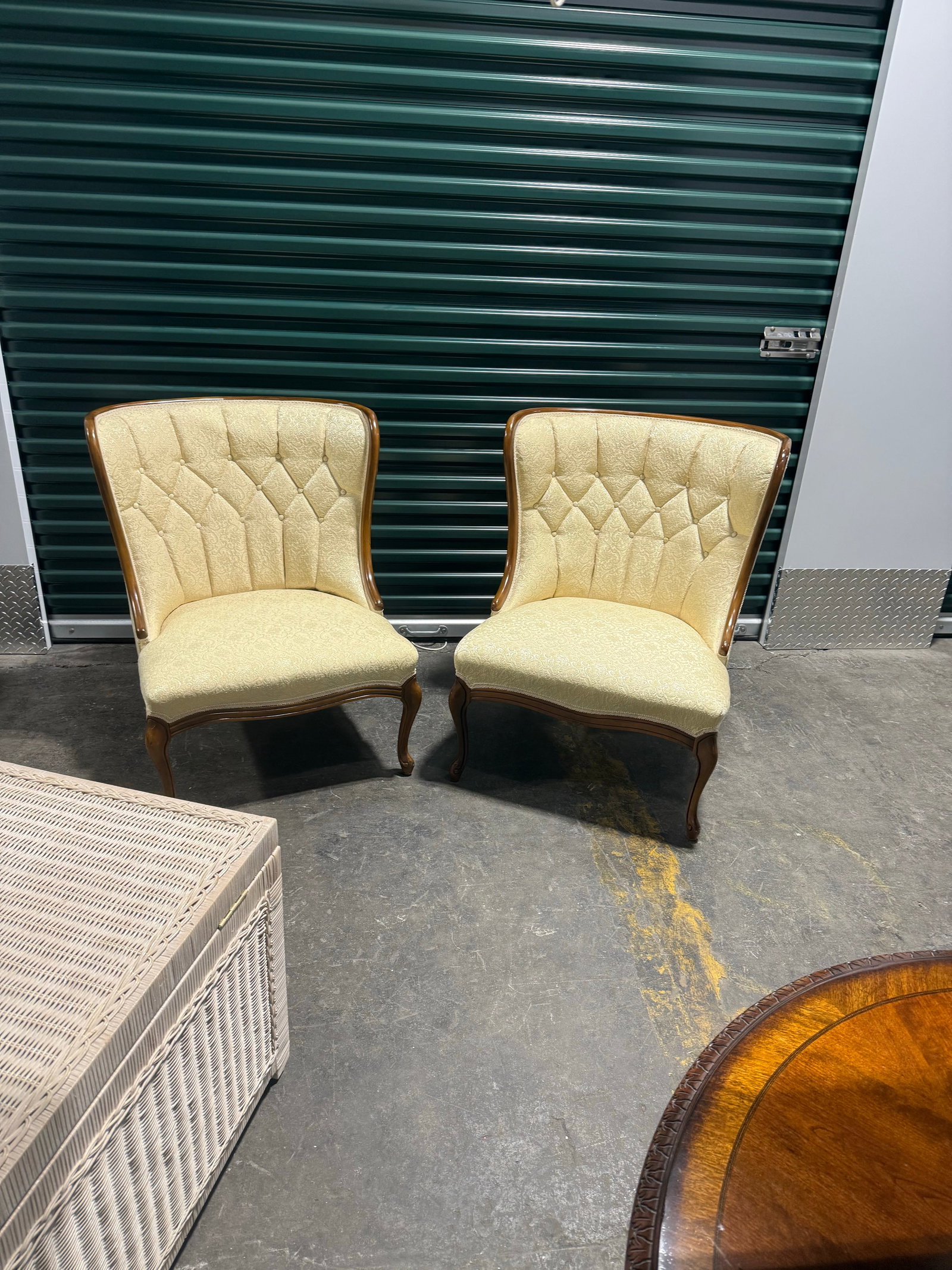Pair of Antique Tufted Back Accent Chairs - 12