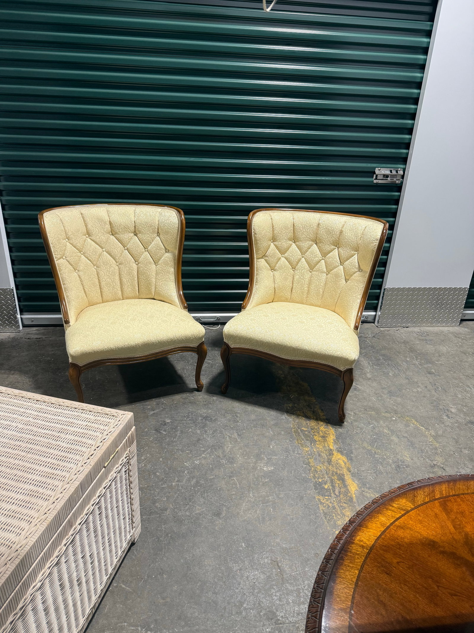 Pair of Antique Tufted Back Accent Chairs - 4