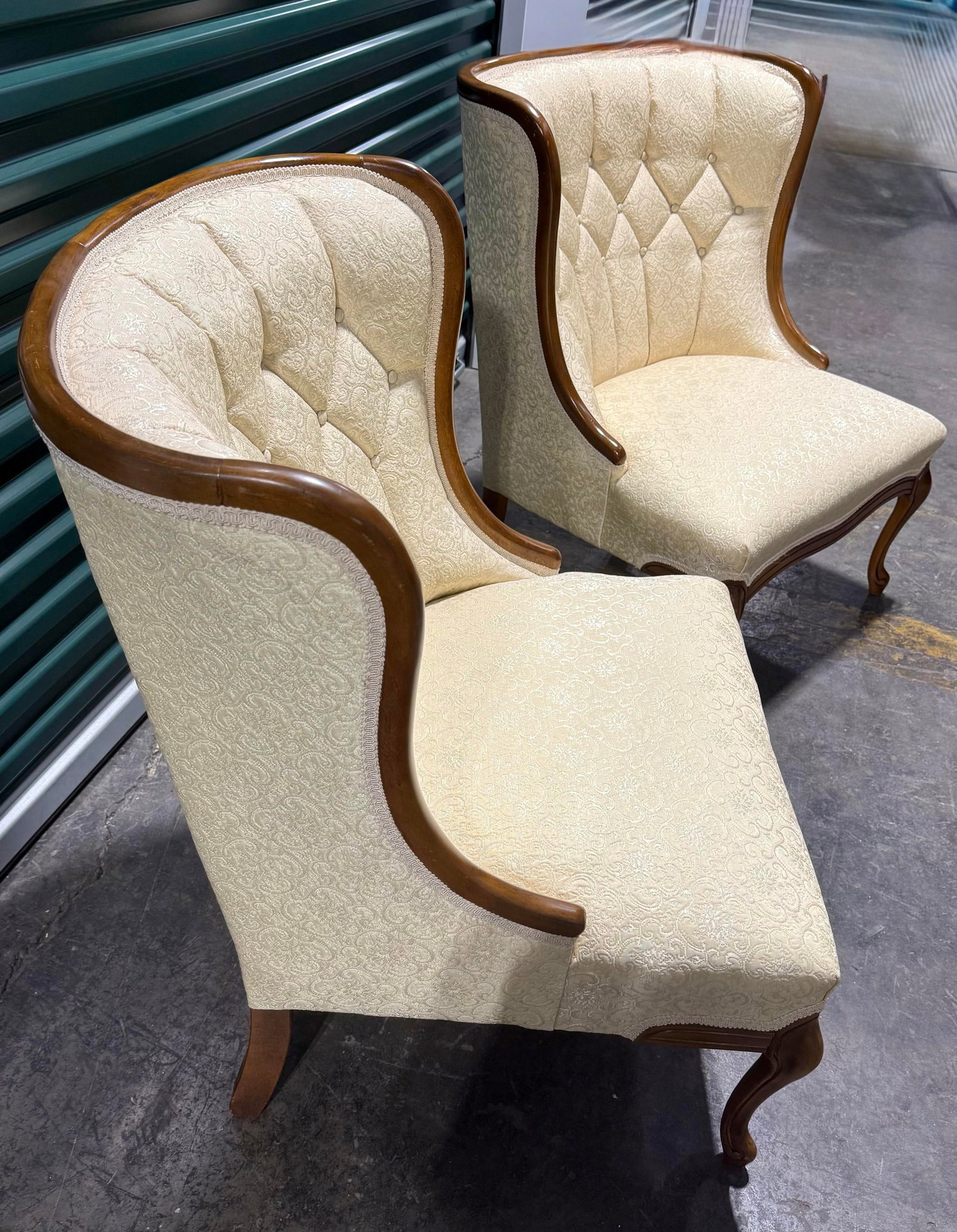 Pair of Antique Tufted Back Accent Chairs - 5