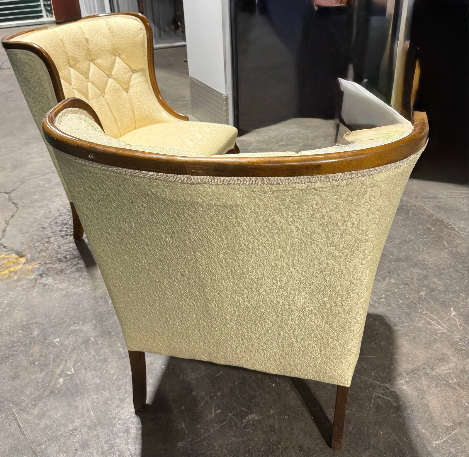 Pair of Antique Tufted Back Accent Chairs - 7