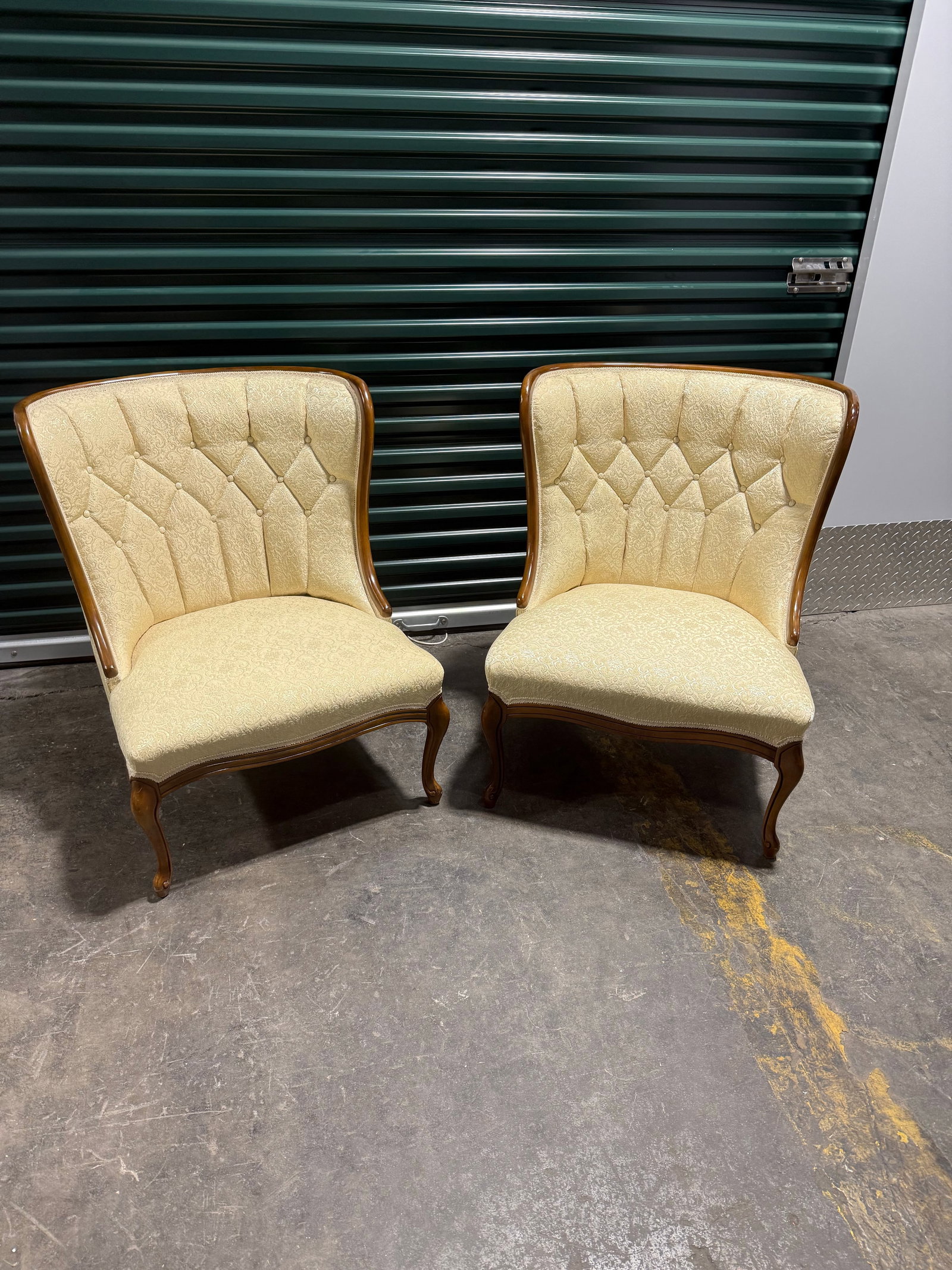 Pair of Antique Tufted Back Accent Chairs - 9