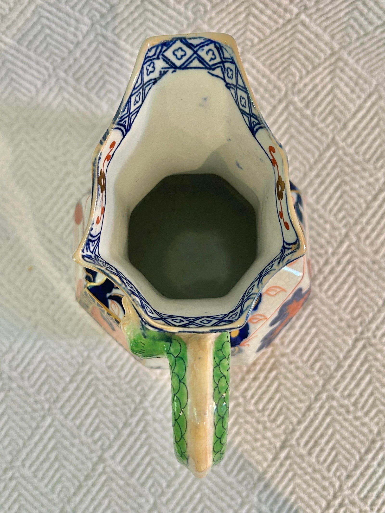 Early 20th Century Royal Doulton Imari Style Dragon Handle Cabinet Jug – Crackle Glaze – - 9