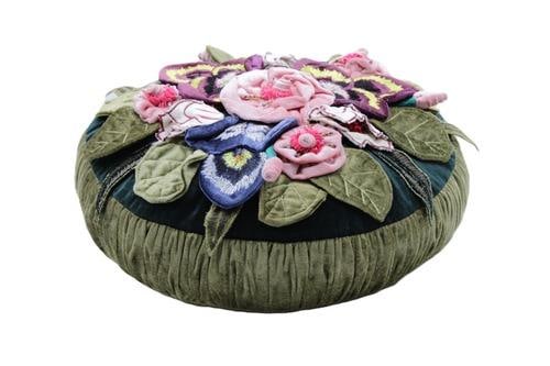 Pair Mackenzie Childs Round Whimsical Pillows - 2