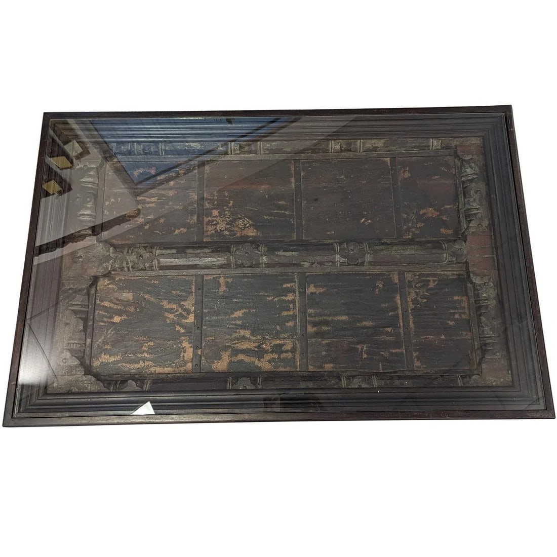1950s Rustic Brown Solid Wood Repurposed Antique Door Coffee Table - 2