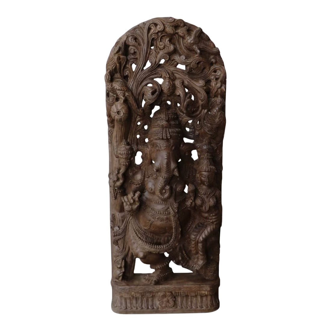Tall 38" Hand Carved Teak Wood Ganesha Statue | Vintage Indian Ganapati Sculpture for Pooja Mandir D: Invite a sense of joyous energy and ancient wisdom into your home with this magnificent Tall 38" Hand Carved Teak Wood Ganesha Statue. This breathtaking vintage masterpiece is more than just a Hindu