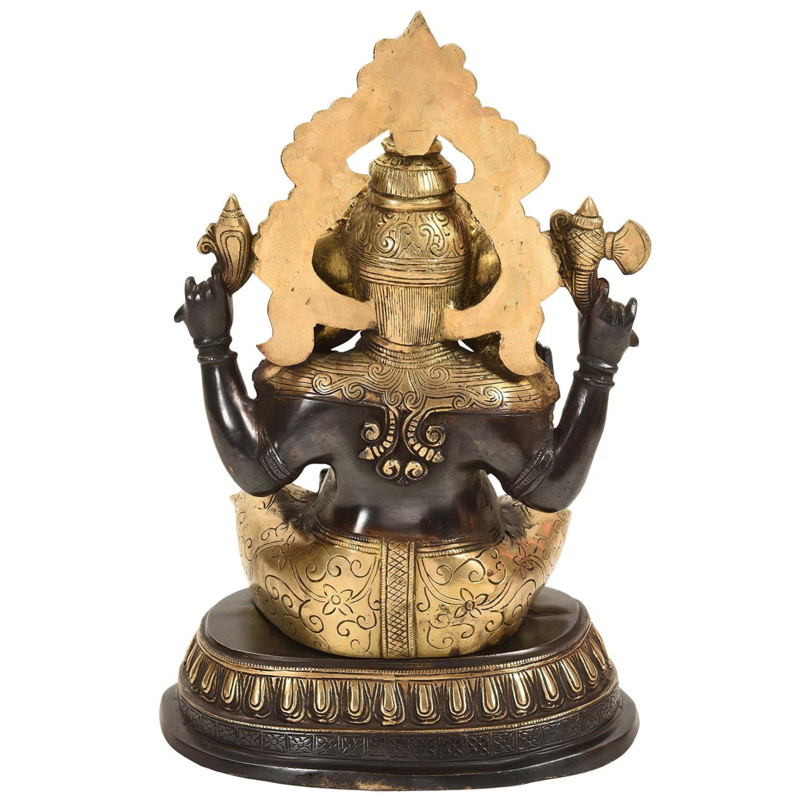 Mid 20th Century 18" Black & Gold Ganesha Brass Statue - 9
