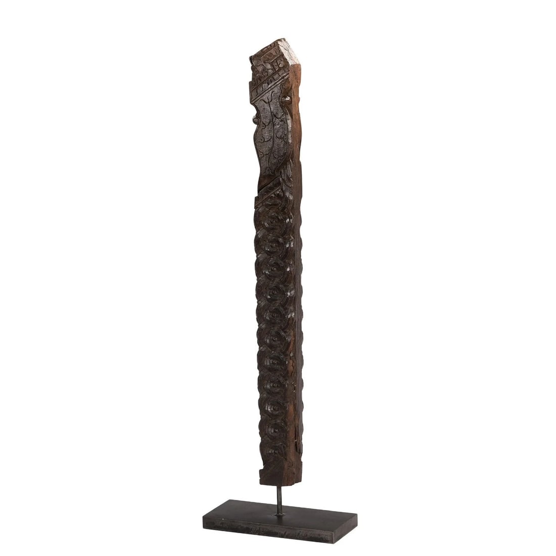 1950s Corbel 47" Tall Hand Carved Wooden Sculpture on Metal Display Stand | Rustic Farmhouse Archite - 3