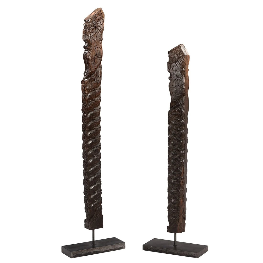 1950s Corbel 47" Tall Hand Carved Wooden Sculpture on Metal Display Stand | Rustic Farmhouse Archite - 4