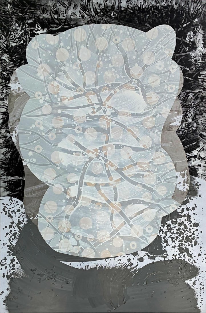 Particle White by Michael DesRosiers Polymer Paint on MDF Panel ( 2022): Artist Michael DesRosiers creates paintings, mixed-media works, and welded aluminum sculptures. Noted for his ability with color, DesRosiers' non-objective art is as in tune with nature as it is with 
