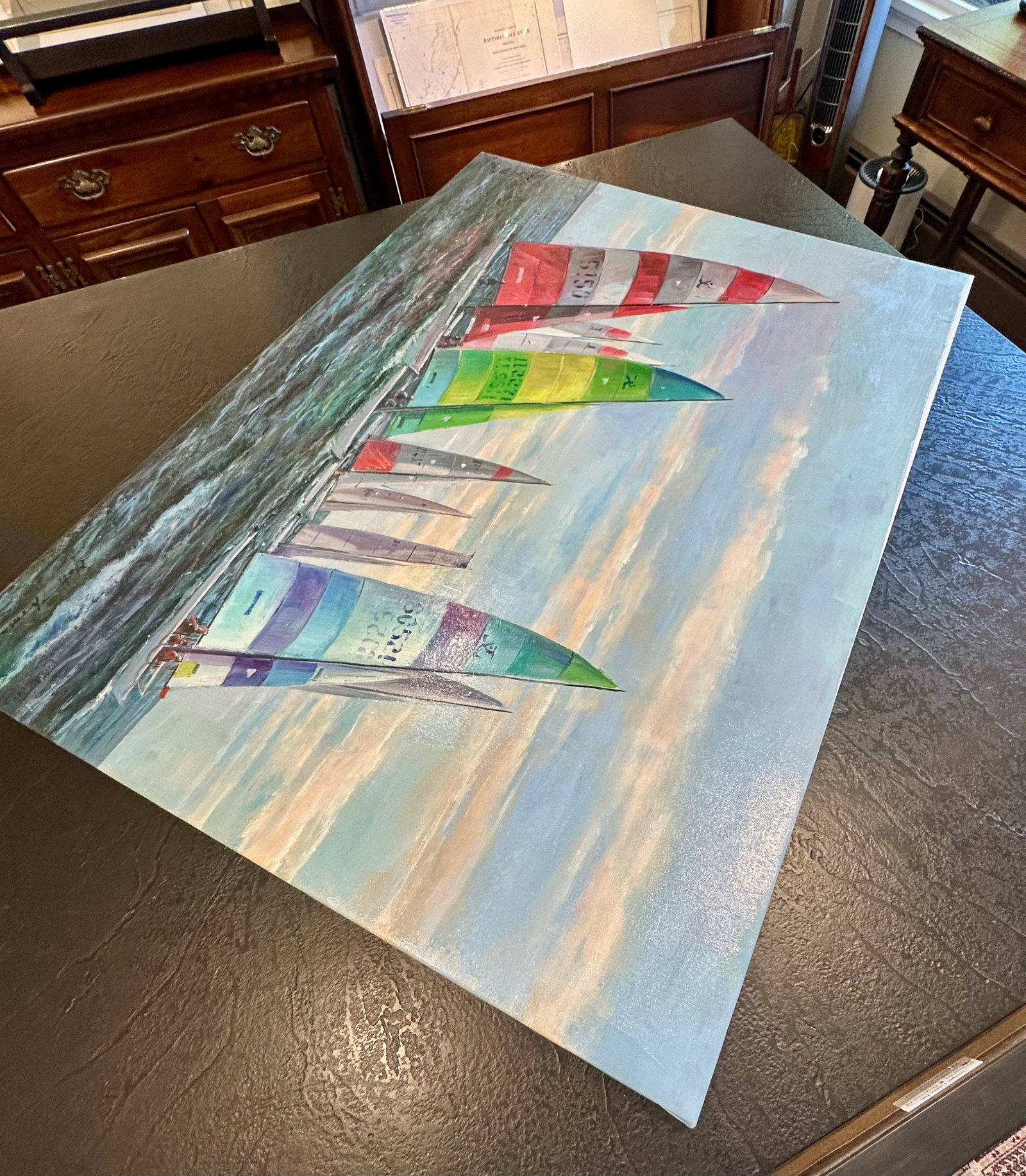 Sailboat Regatta Oil Painting – Coastal Racing Scene by Matt Thomas – 30" X 40" - 5