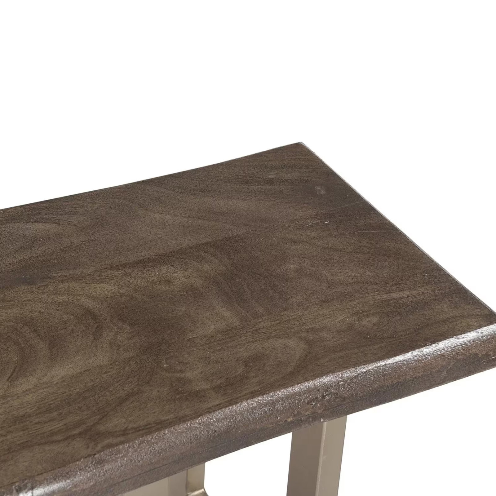 1980s Live Edge Solid Wood Console Table | 68" Modern Entryway Furniture With Distressed Chrome Meta - 2