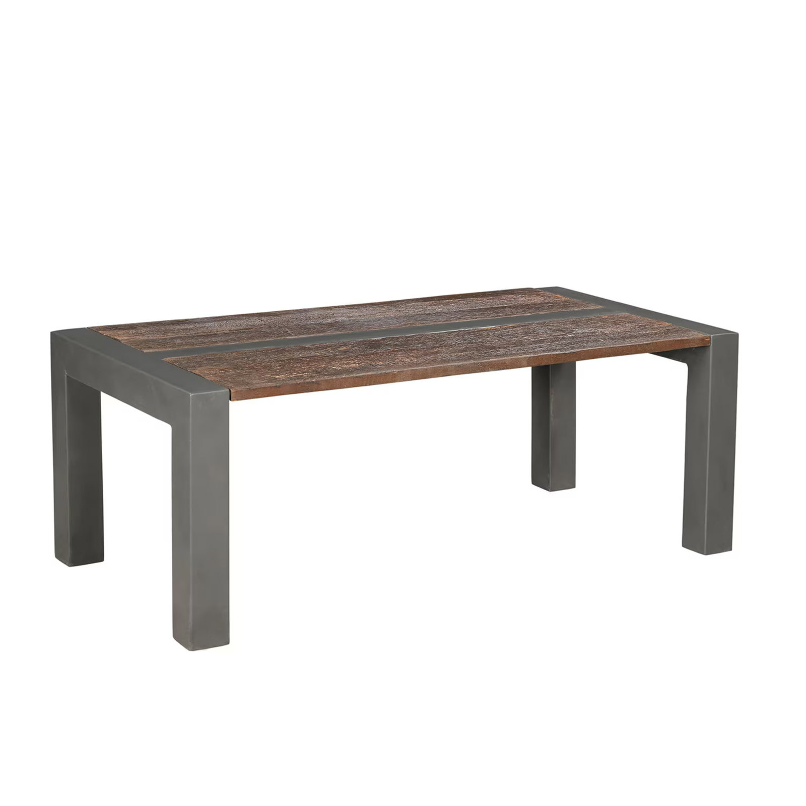 1930s Rustic Brown Reclaimed Wood Coffee Table With Metal Legs – 1 Piece - 2