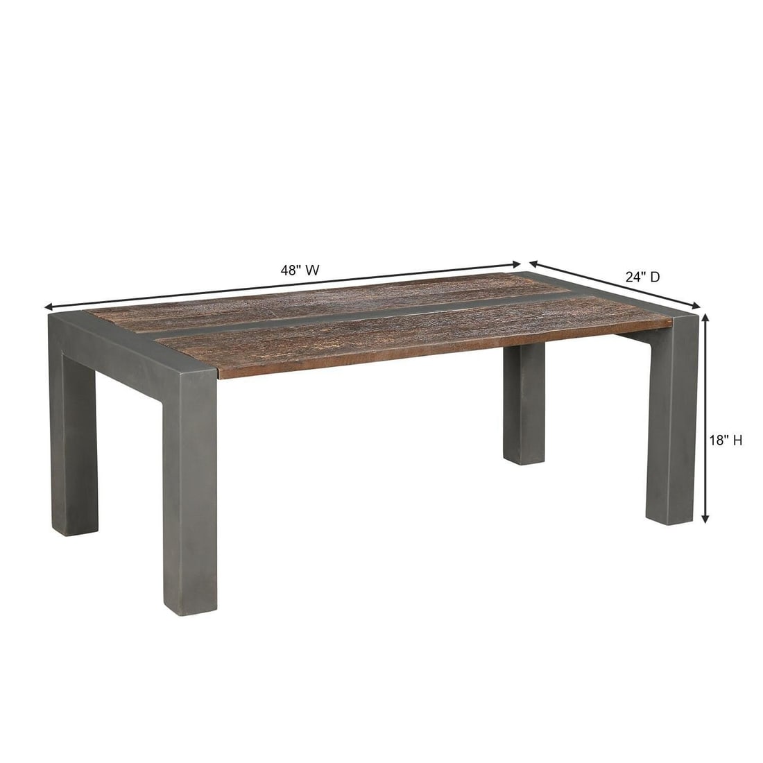 1930s Rustic Brown Reclaimed Wood Coffee Table With Metal Legs – 1 Piece - 3