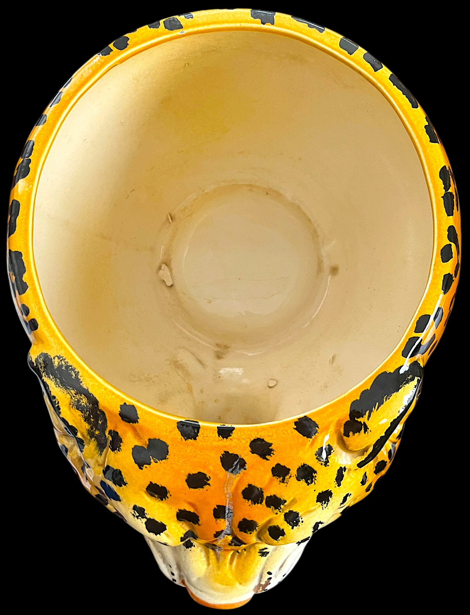 1970s Monumental Sculptural Leopard Head Cachepot – Hand Painted Ceramic – Hollywood - 8