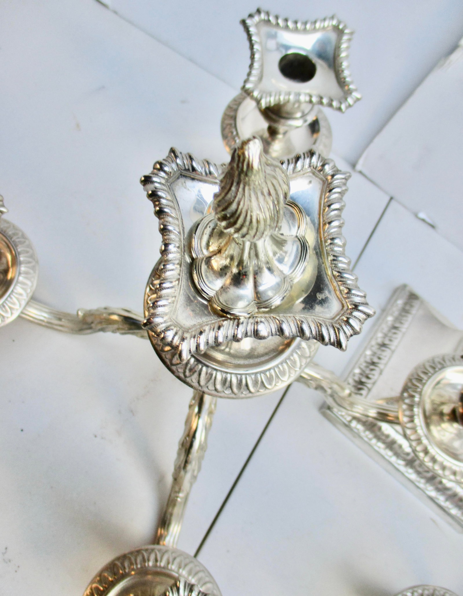 Grand-Scale Georgian Silver-Plate Candlabra 29" Tall - A Pair of 2 - 11