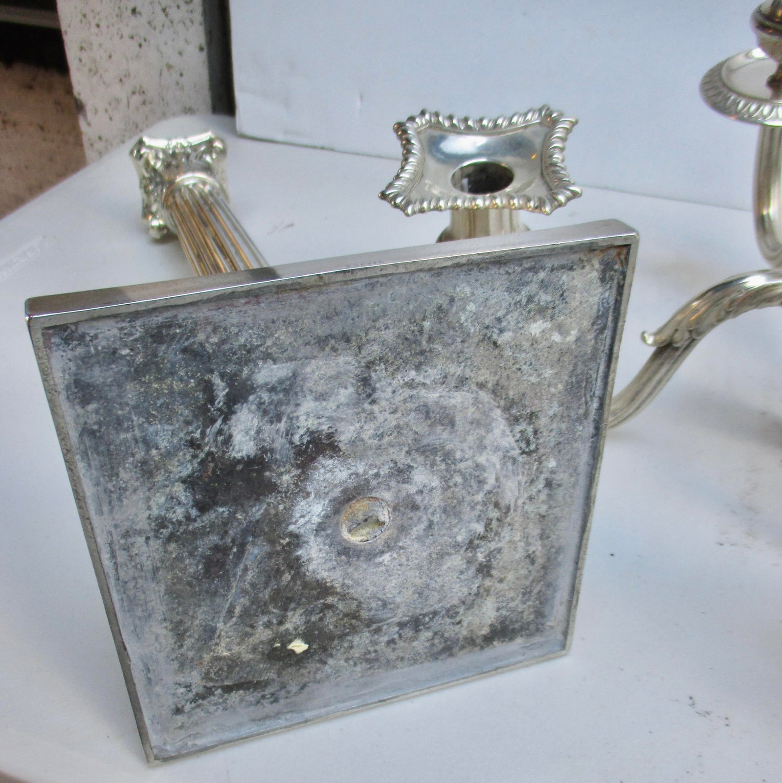 Grand-Scale Georgian Silver-Plate Candlabra 29" Tall - A Pair of 2 - 9