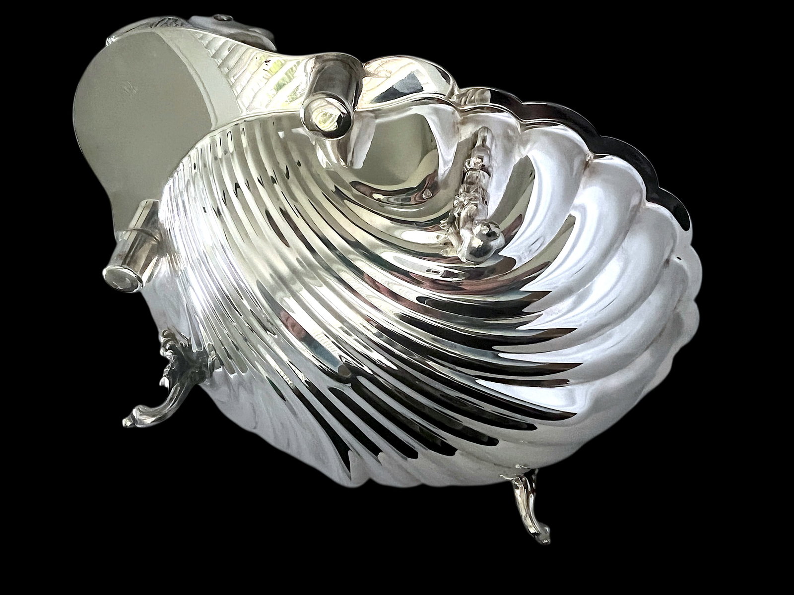 Vintage English Regency Sheffield Epns Hotel Silver Plated Koi Fish Clam Shell Serving Platter - 7
