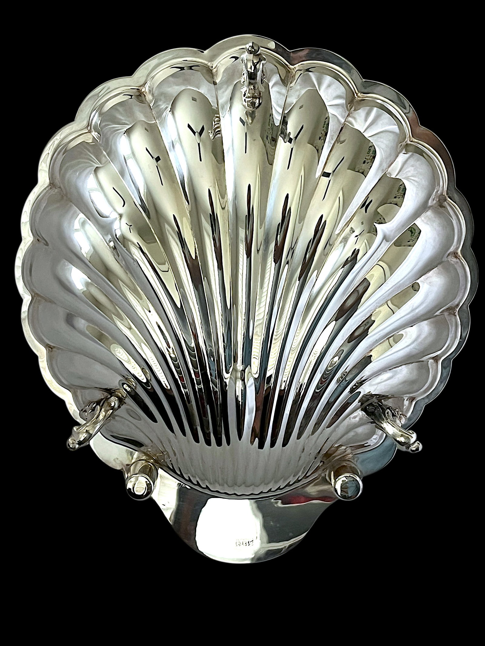Vintage English Regency Sheffield Epns Hotel Silver Plated Koi Fish Clam Shell Serving Platter - 8