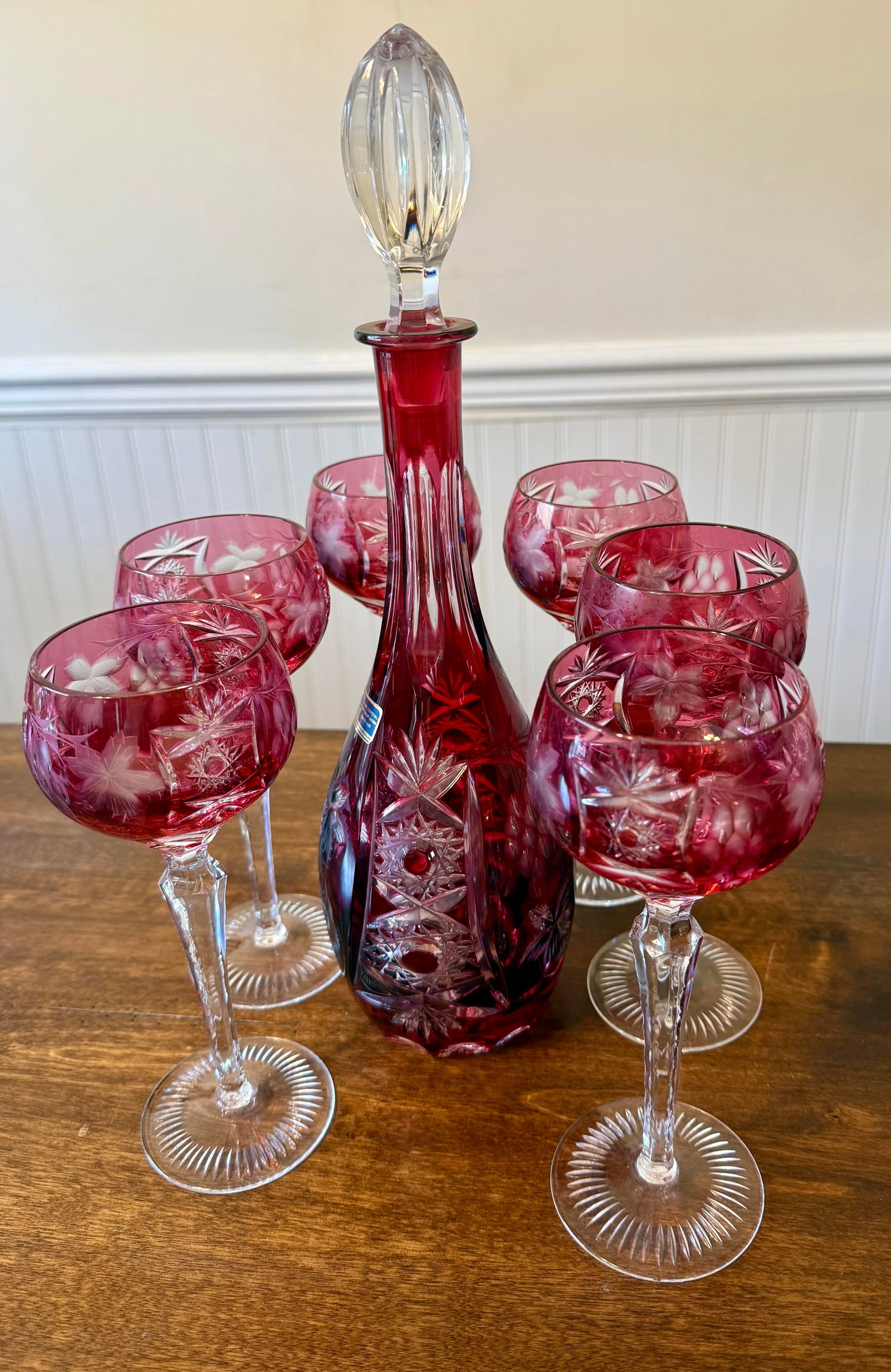 1940s Nachtmann Traube Crystal Decanter and Wine Glasses - 7pcs - 3