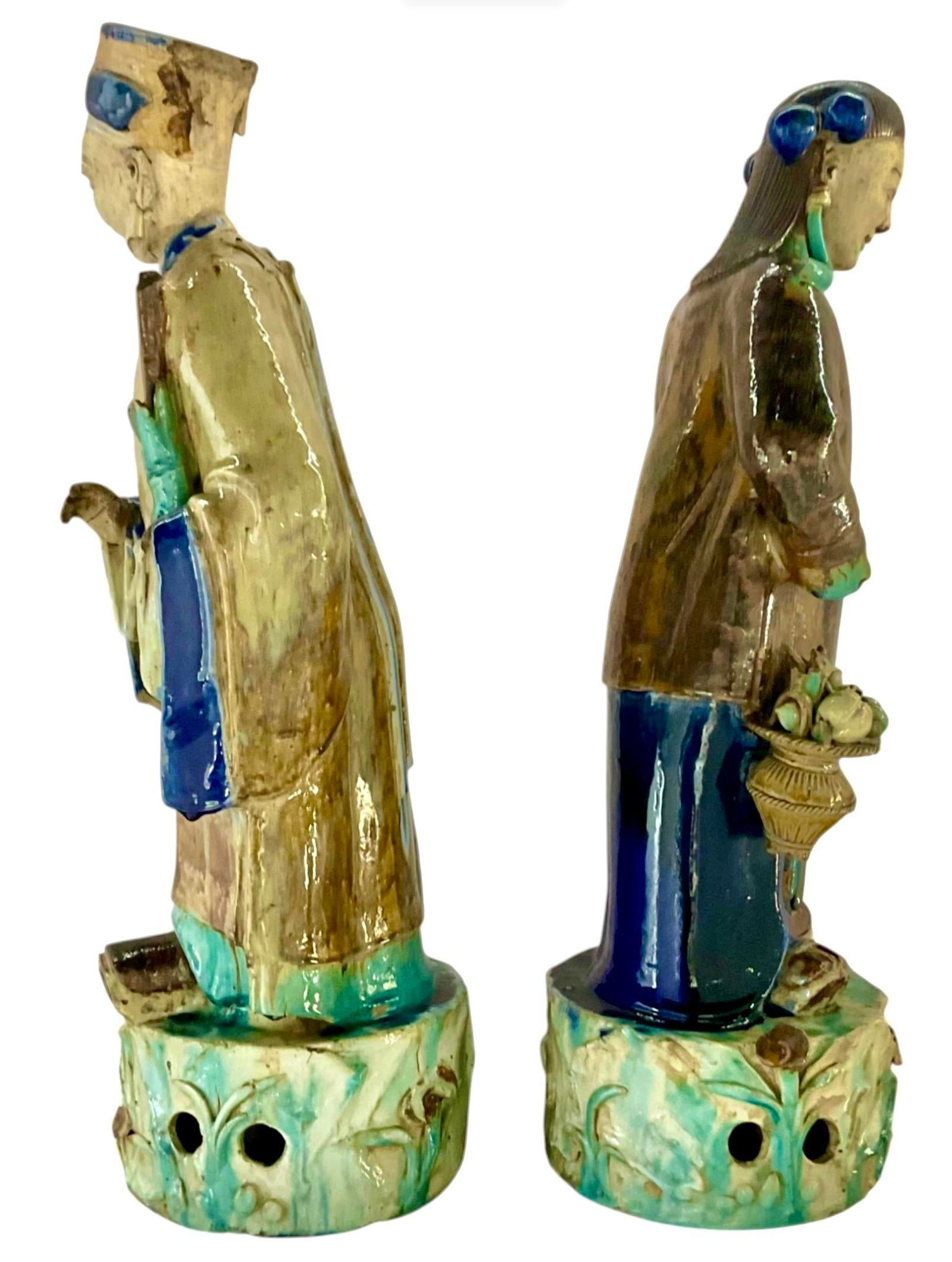 Very Large Fine Pair of Chinese Shiwan Figures of Immortals Qing Dynasty - 2