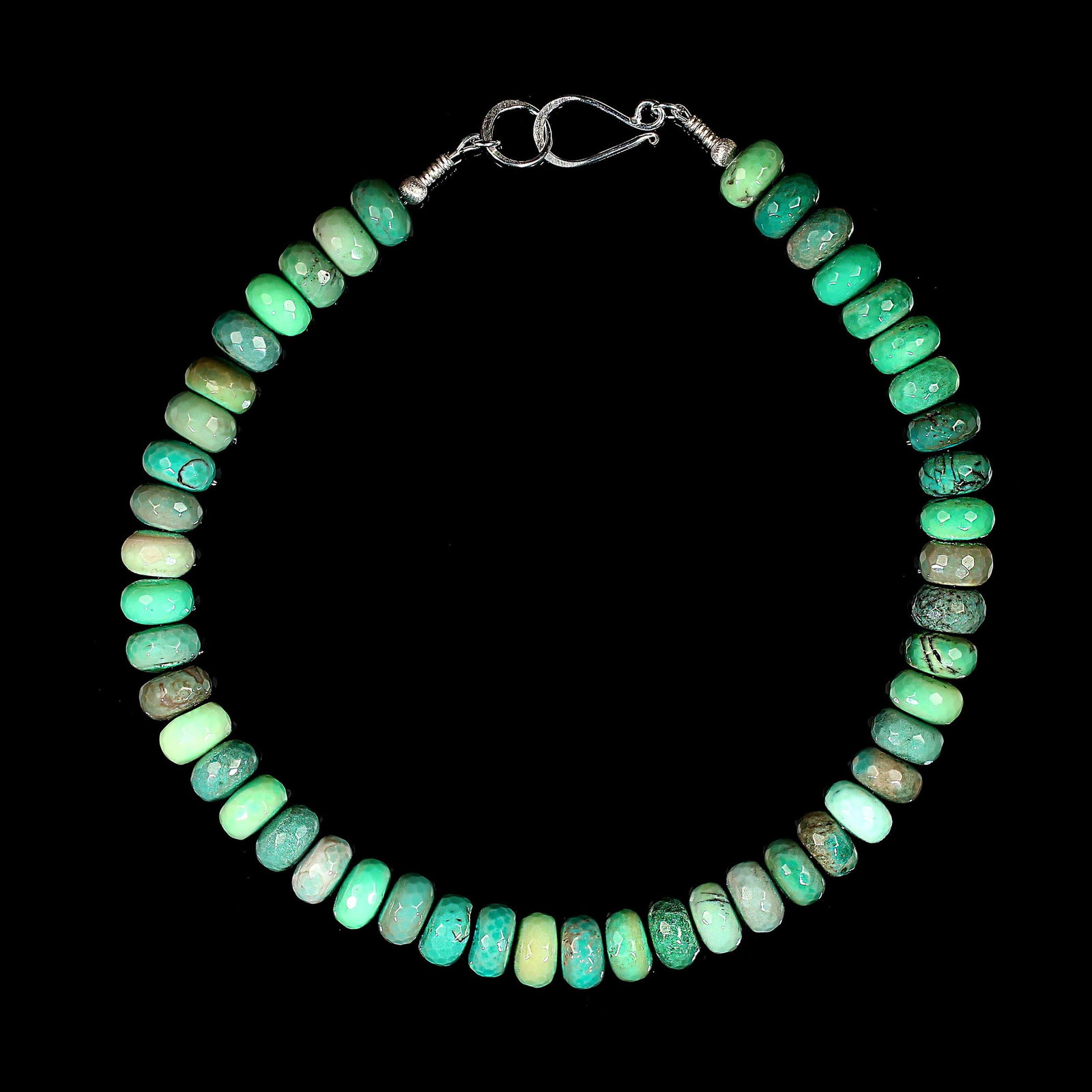 Aria Jewelry Design 18 Inch Green Chrysoprase Rondel Necklace - 4