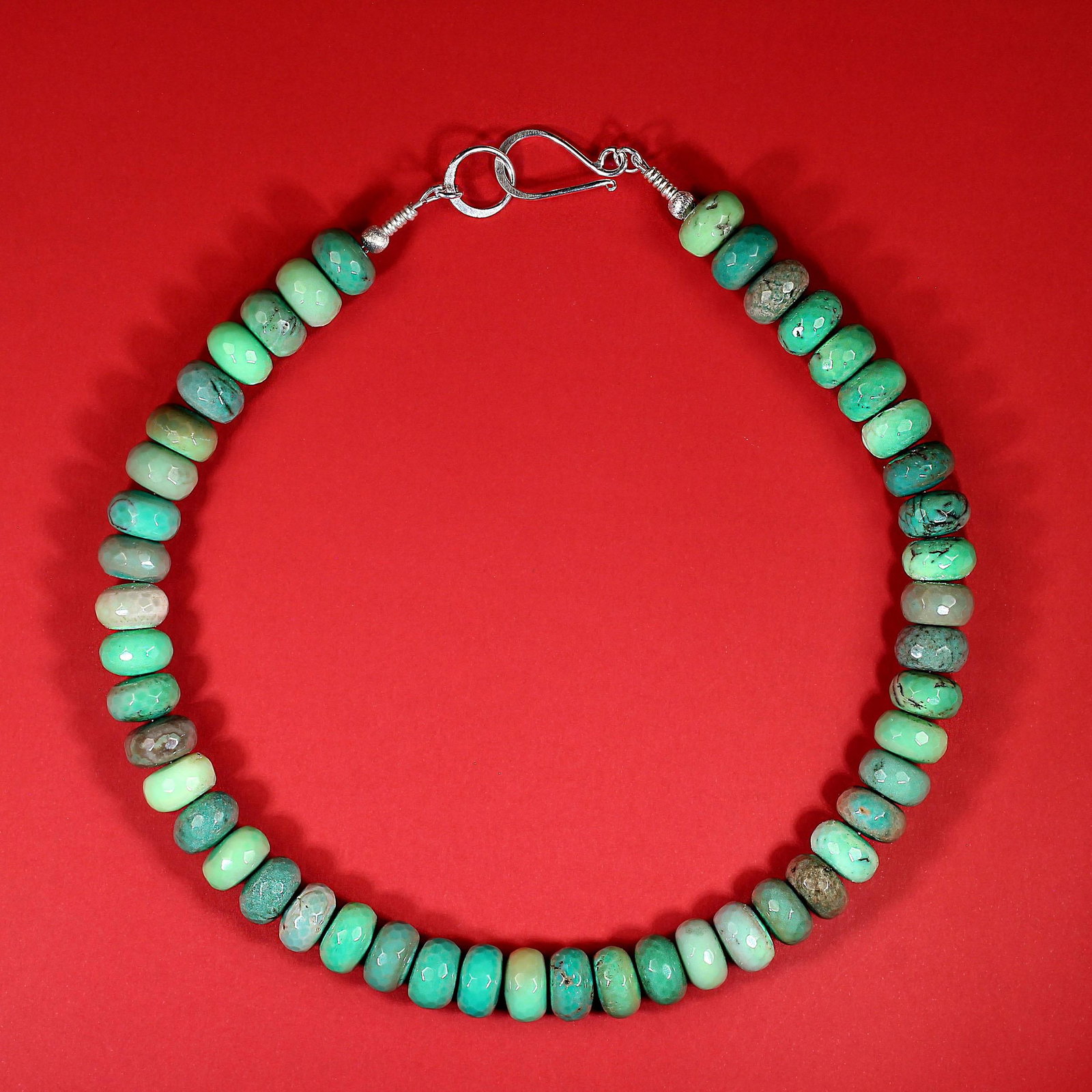 Aria Jewelry Design 18 Inch Green Chrysoprase Rondel Necklace - 5