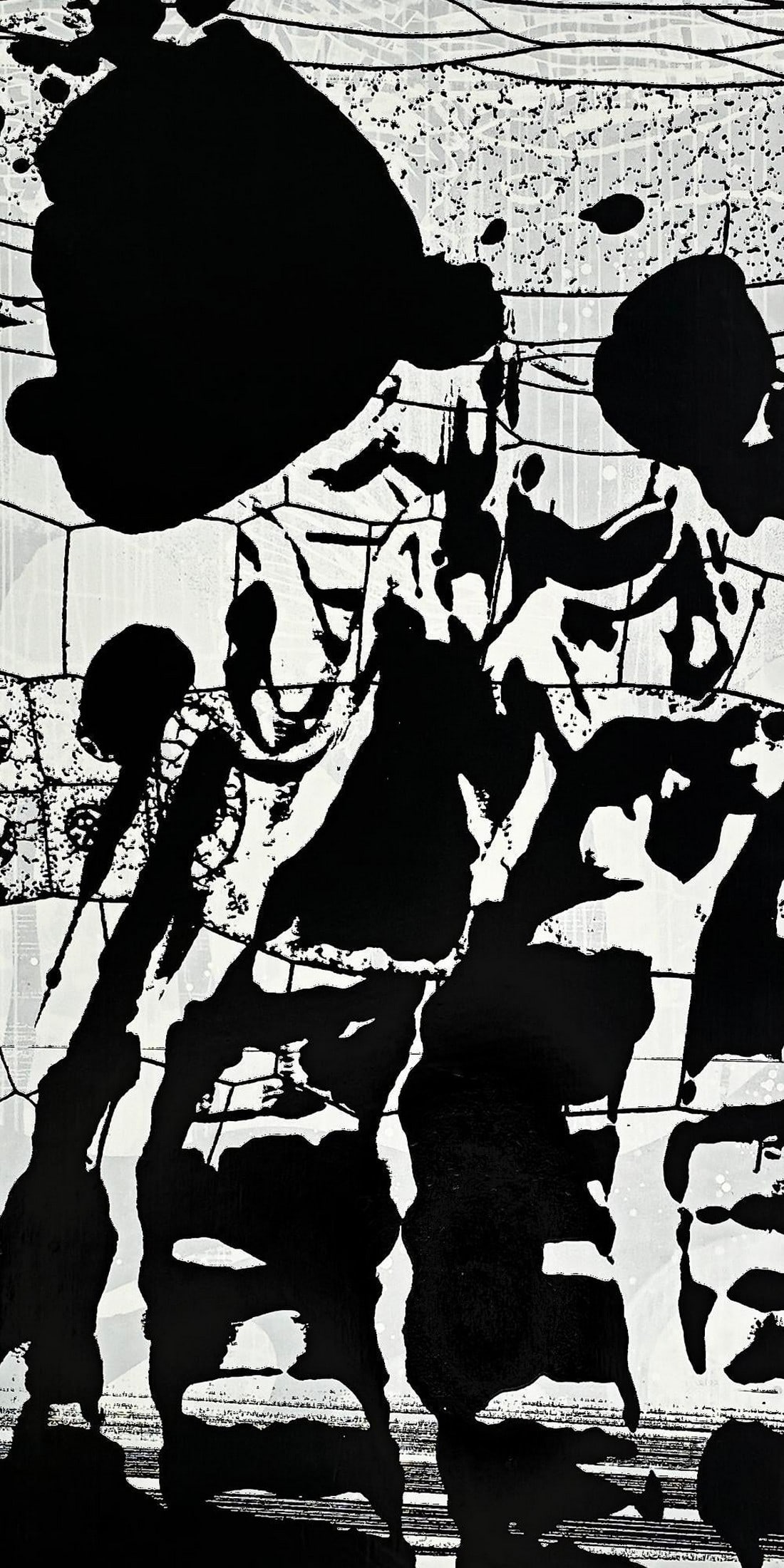 Eroded Black by Artist Michael DesRosiers Polymer Paint and Mixed-Media on Canvas (2019): Artist Michael DesRosiers creates paintings, mixed-media works, and welded aluminum sculptures. Noted for his ability with color, DesRosiers' non-objective art is as in tune with nature as it is with