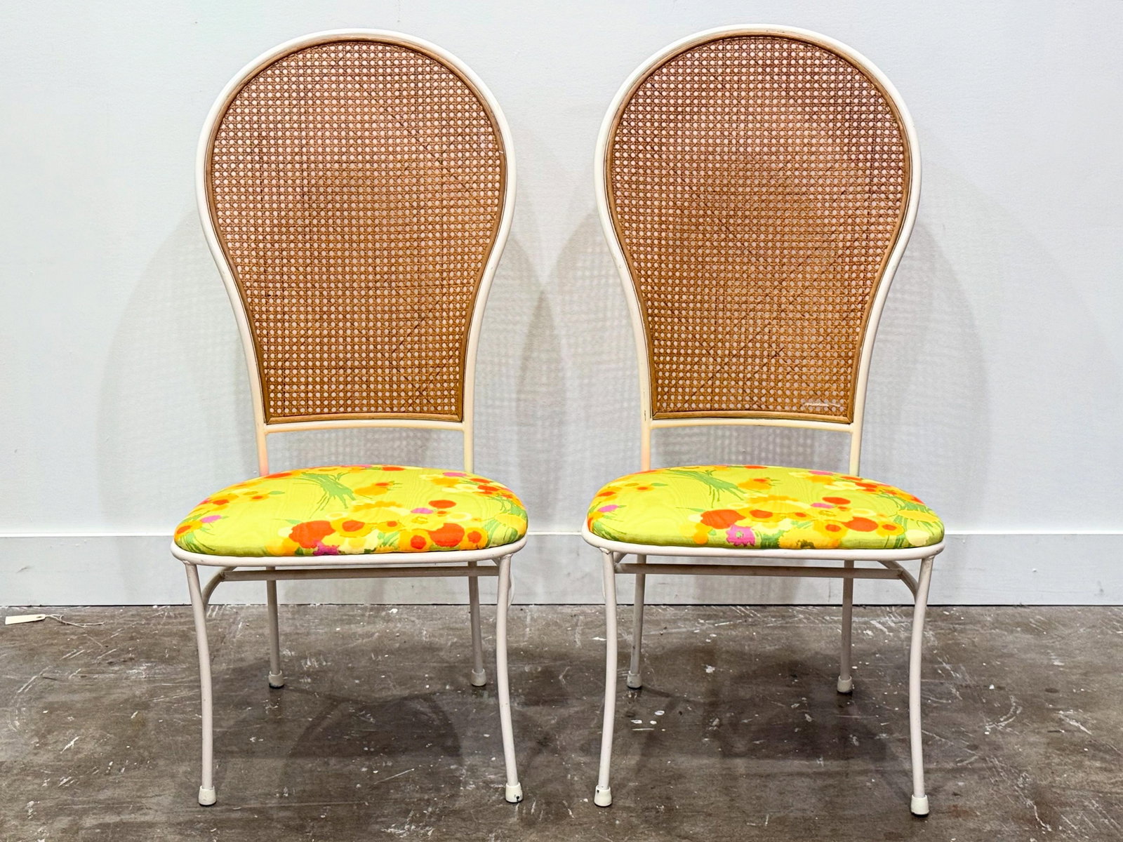 1960s Milo Baughman for Thayer Coggin - Pair Cane + Metal Peacock Chairs - Organic Modern - 2