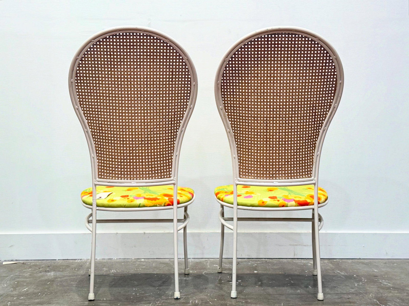 1960s Milo Baughman for Thayer Coggin - Pair Cane + Metal Peacock Chairs - Organic Modern - 3