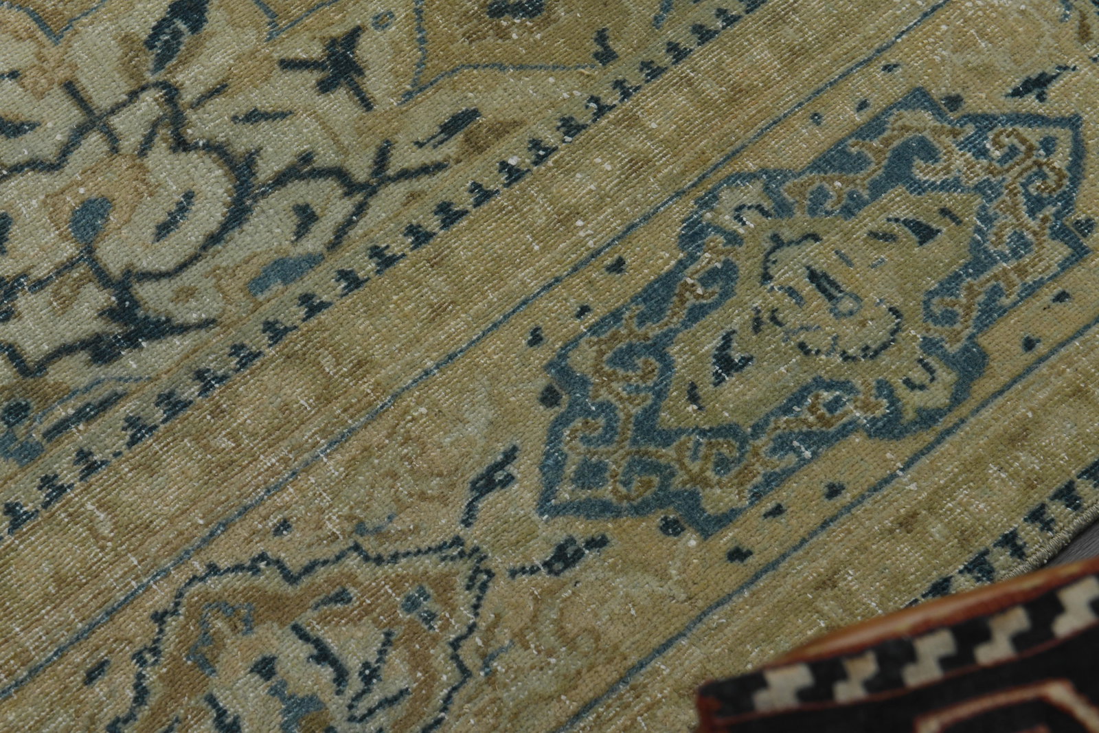 1970s Vintage Persian Handknotted Wool Green Oversize Area Rug - 5
