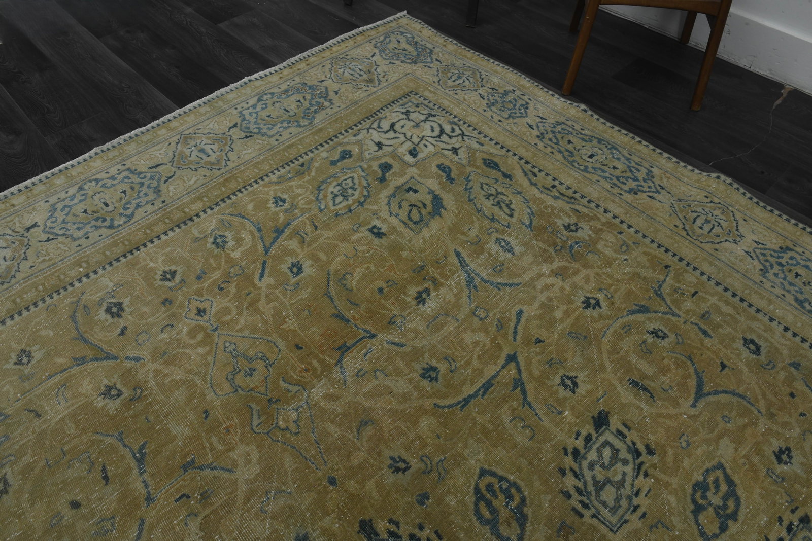 1970s Vintage Persian Handknotted Wool Green Oversize Area Rug - 6