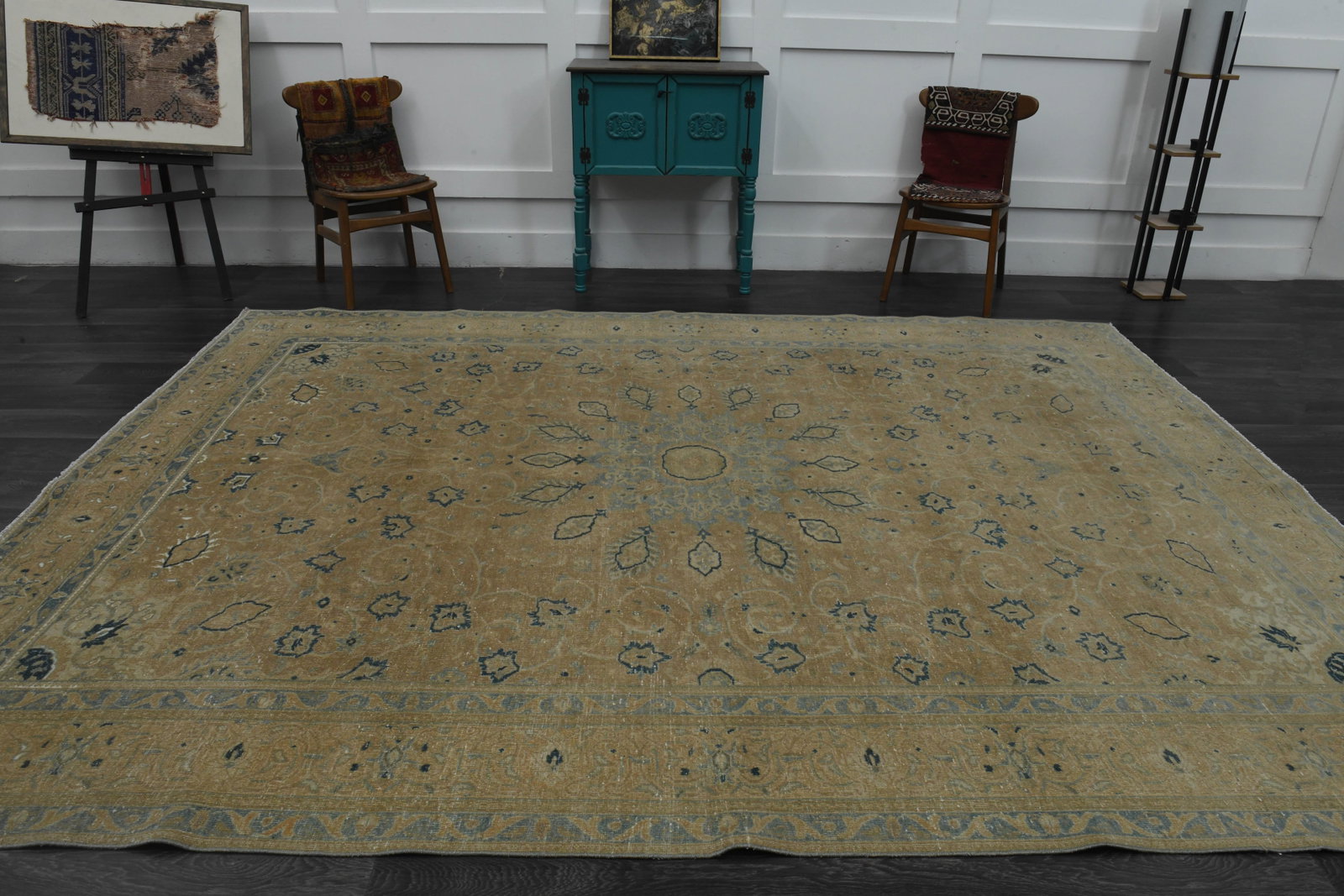 1970s Vintage Persian Handknotted Wool Orange Oversize Area Rug - 11