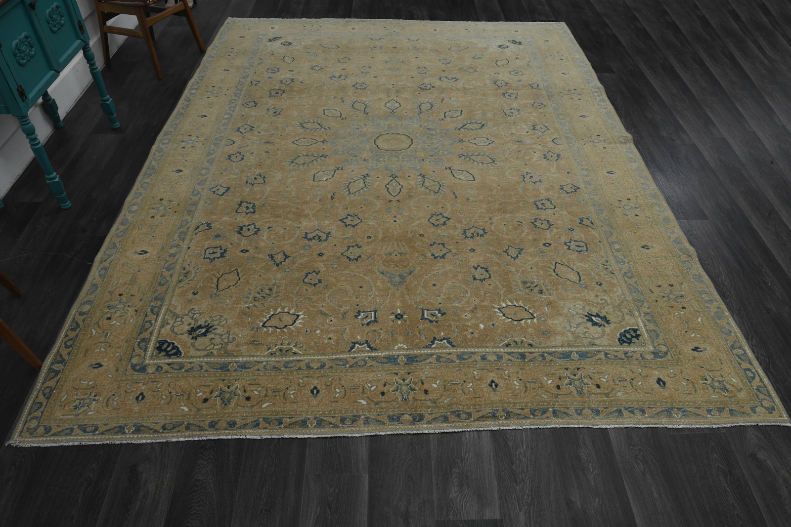 1970s Vintage Persian Handknotted Wool Orange Oversize Area Rug - 2