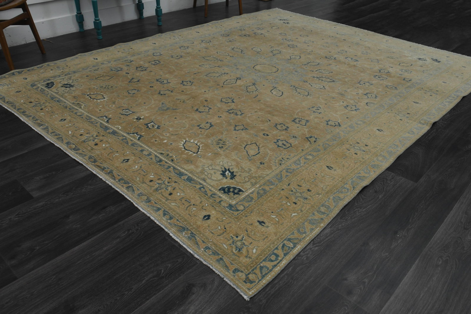 1970s Vintage Persian Handknotted Wool Orange Oversize Area Rug - 9