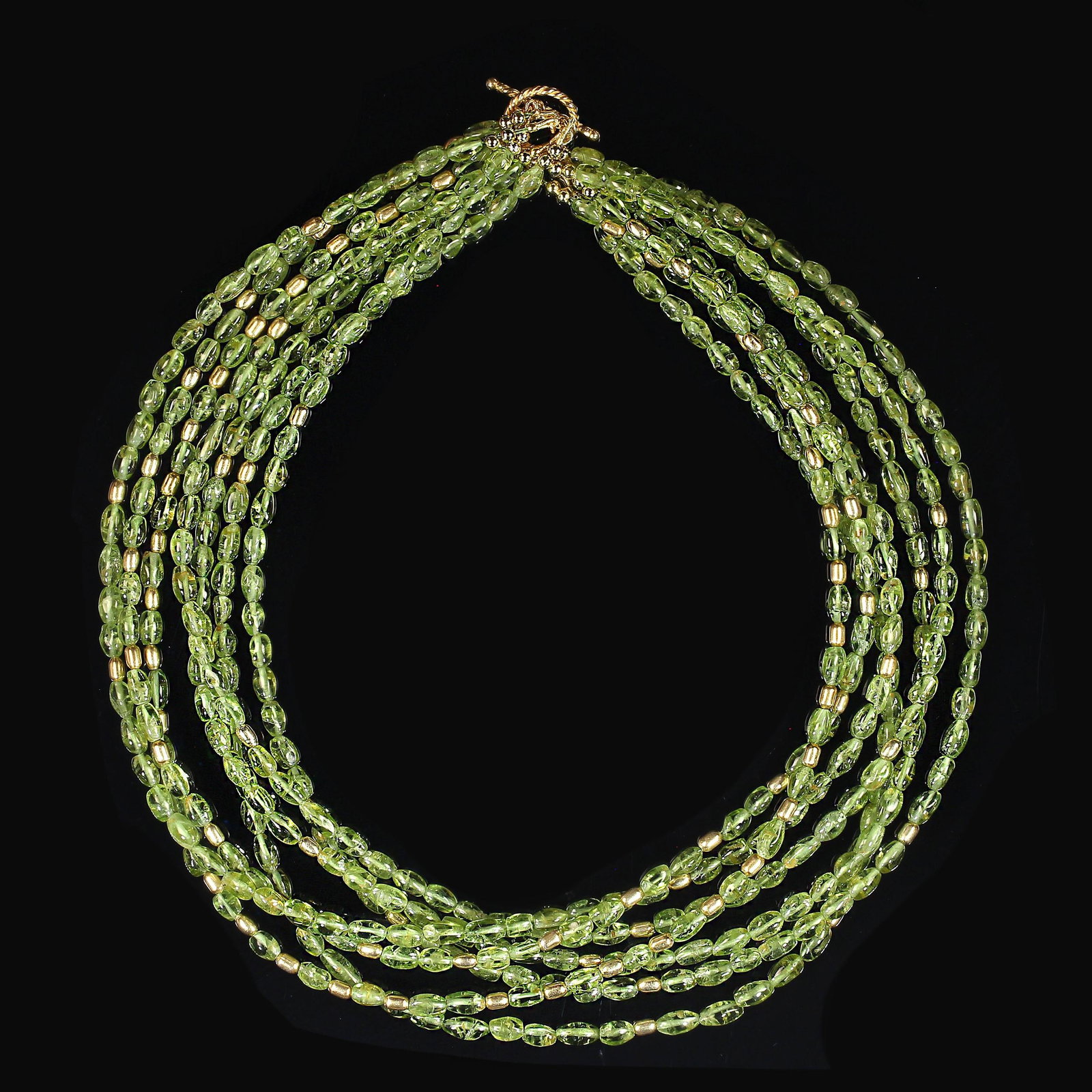 Gorgeous Multi Strand Peridot Necklace by Aria Jewelry Design August Birthstone - 2