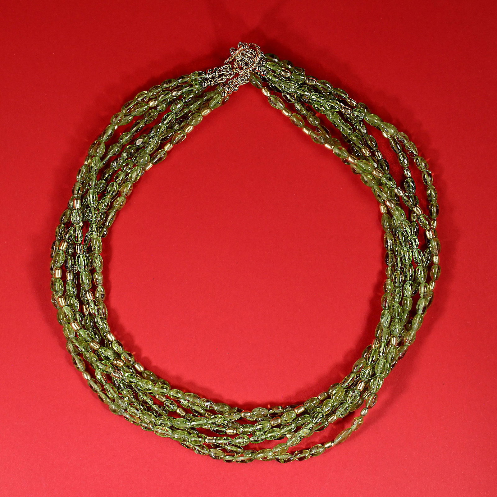 Gorgeous Multi Strand Peridot Necklace by Aria Jewelry Design August Birthstone - 3