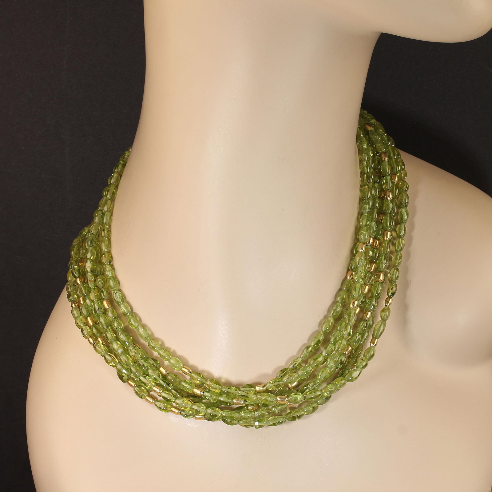 Gorgeous Multi Strand Peridot Necklace by Aria Jewelry Design August Birthstone - 4