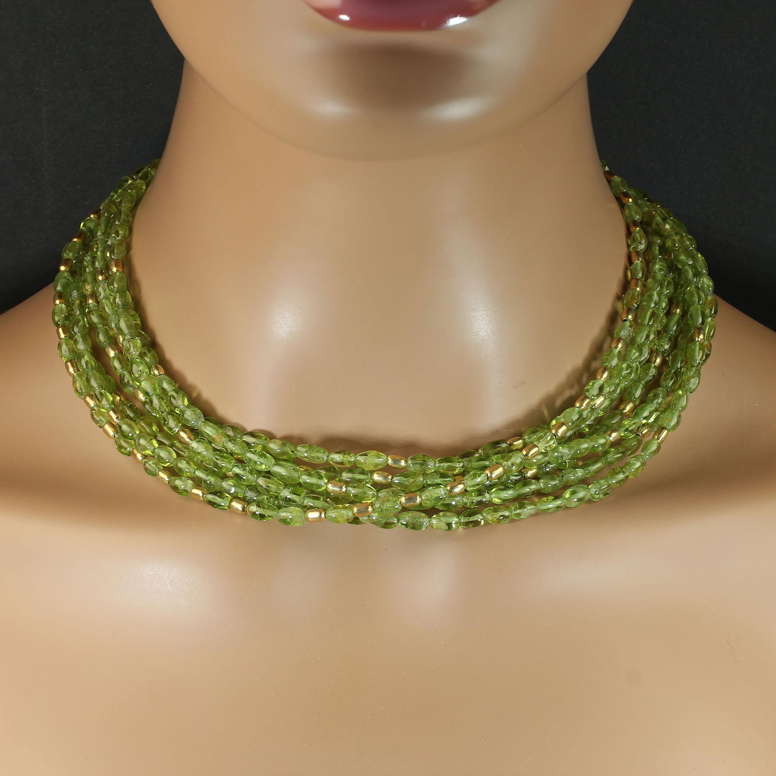 Gorgeous Multi Strand Peridot Necklace by Aria Jewelry Design August Birthstone - 5