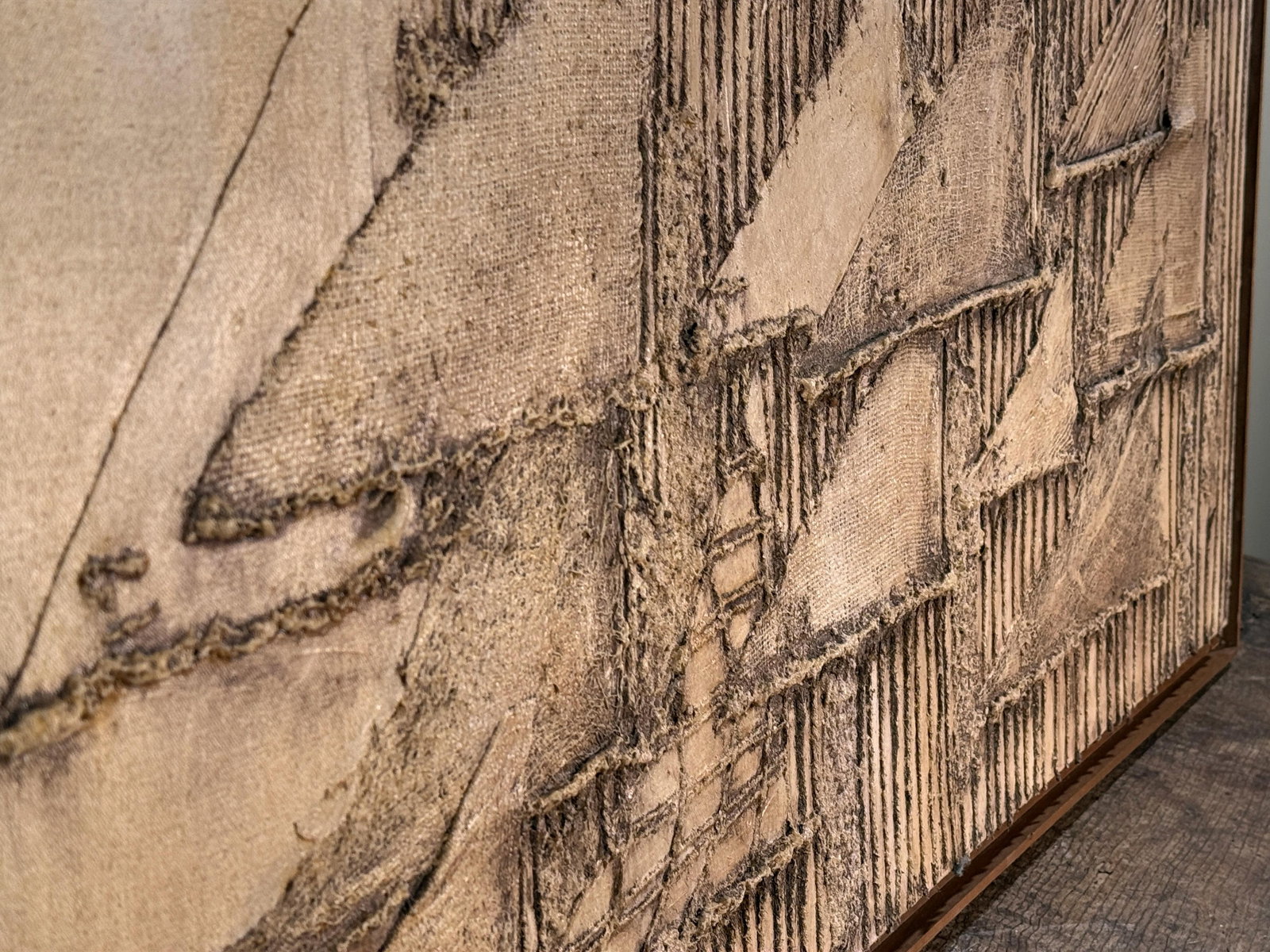 Vintage Mid-Century Abstract Mixed Media Textural Wall Panel, c.1960s - 2