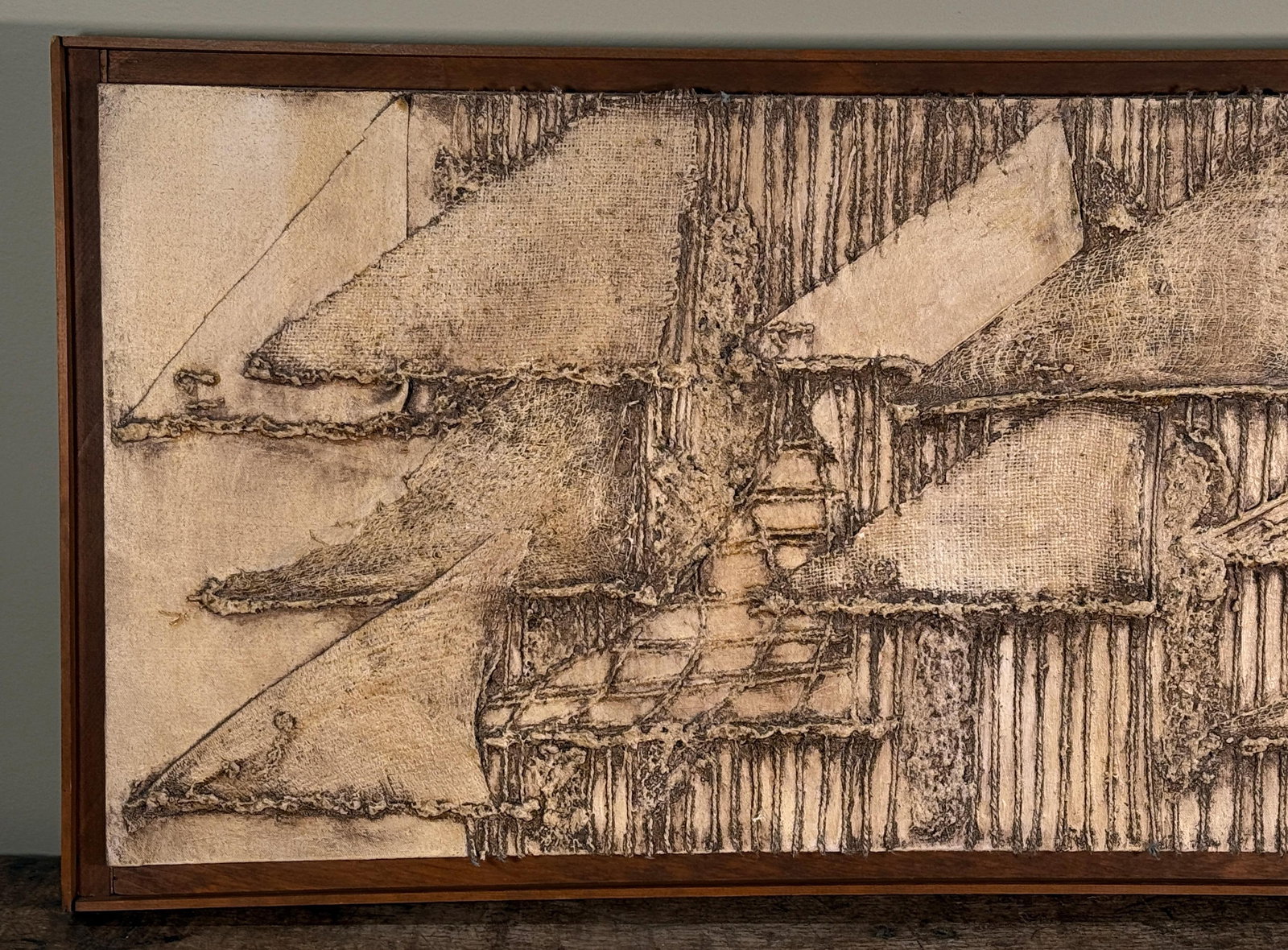 Vintage Mid-Century Abstract Mixed Media Textural Wall Panel, c.1960s - 4