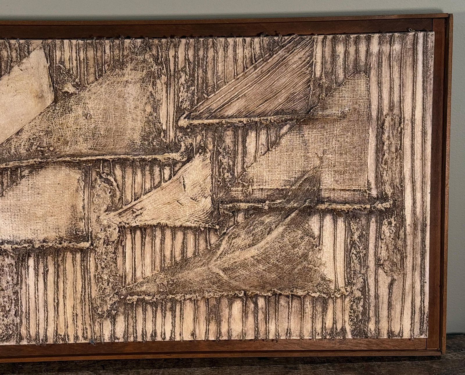 Vintage Mid-Century Abstract Mixed Media Textural Wall Panel, c.1960s - 7