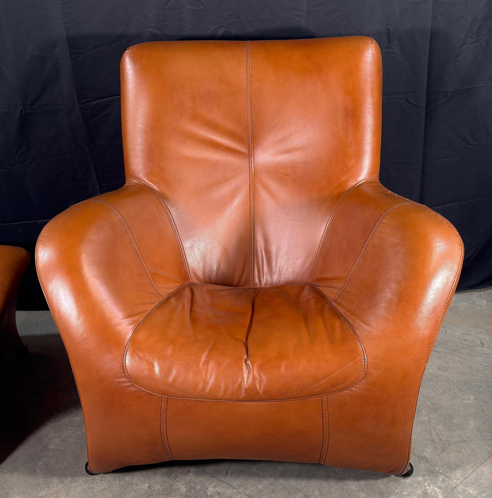 Gerard Van Den Berg Style Leolux Cognac Leather Lounge Chair and Ottoman, Netherlands, 1990s - 13