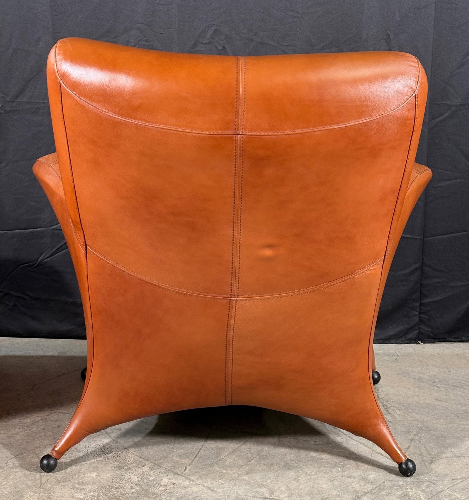 Gerard Van Den Berg Style Leolux Cognac Leather Lounge Chair and Ottoman, Netherlands, 1990s - 7