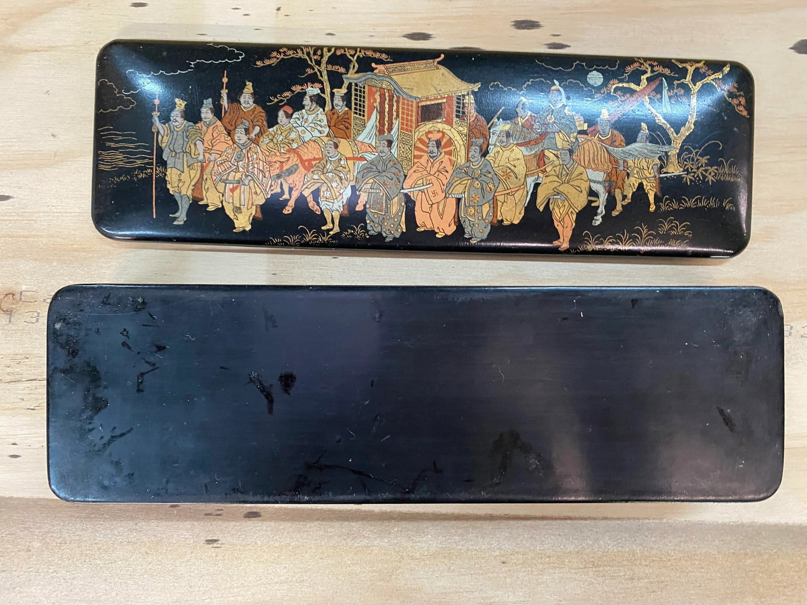 Vintage Japanese Black, Gold and Red Lacquer Document Fubako Box - 10