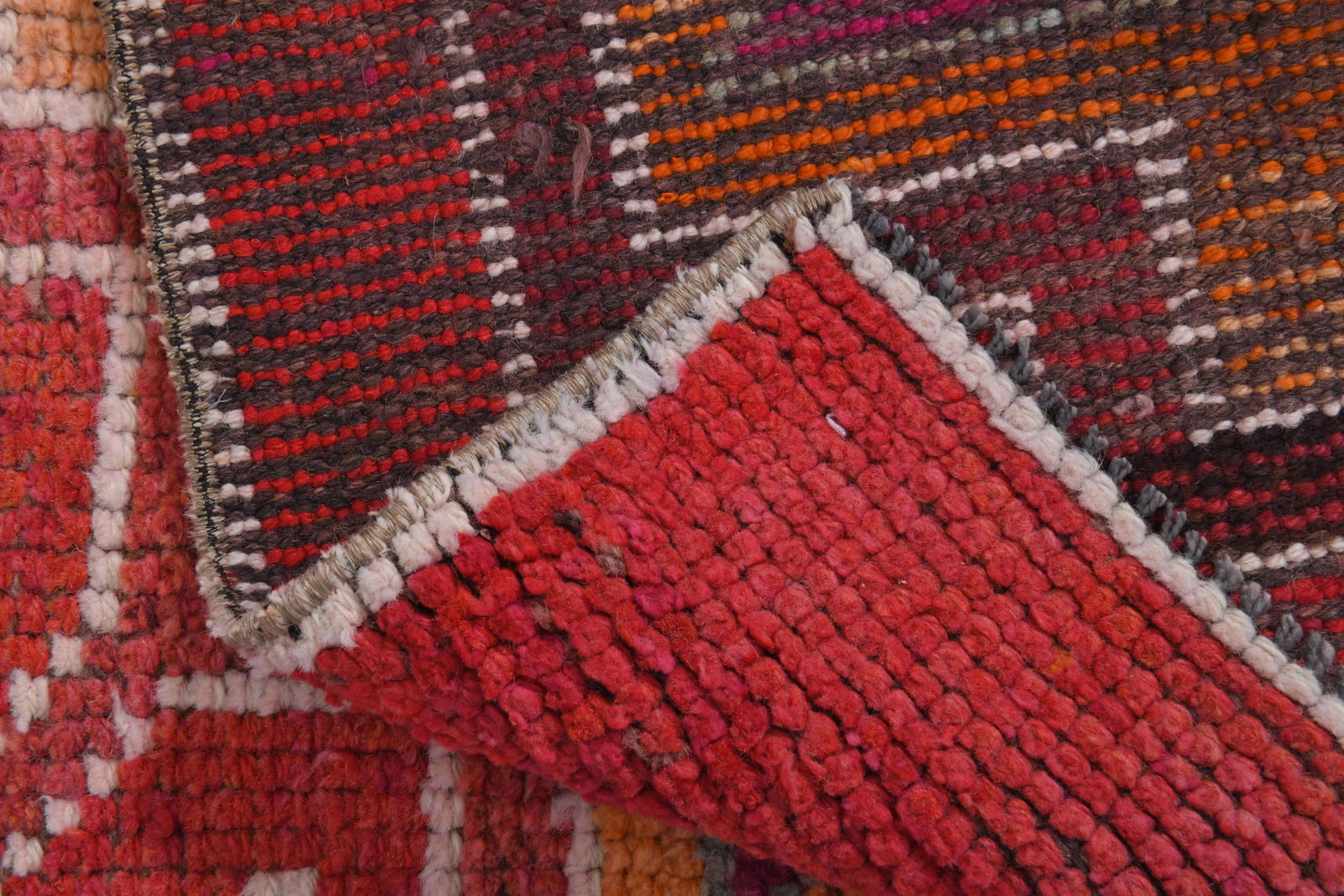 Vintage Turkish Hand-Knotted Wool Cotton Red Runner Rug - 9